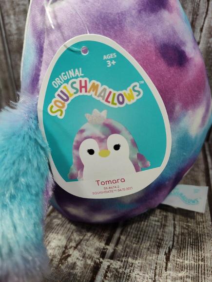 Squishmallows Tomara the Penguin Purple TieDye with Crown 8" Plush Kelly Toy HTF - Picture 3 of 8